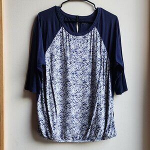 LOFT Navy Speckled Scoop Neck Jersey Size Large